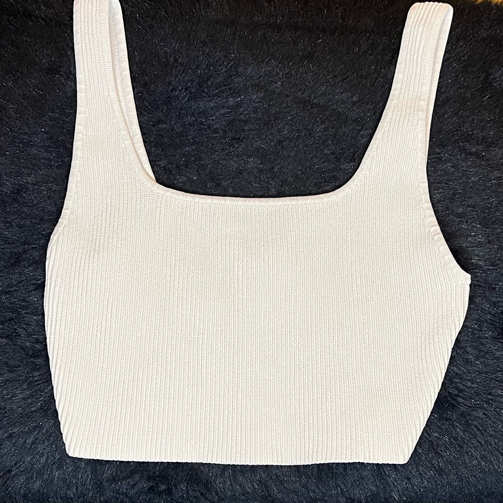 Aritzia Cream Ribbed Tank Top